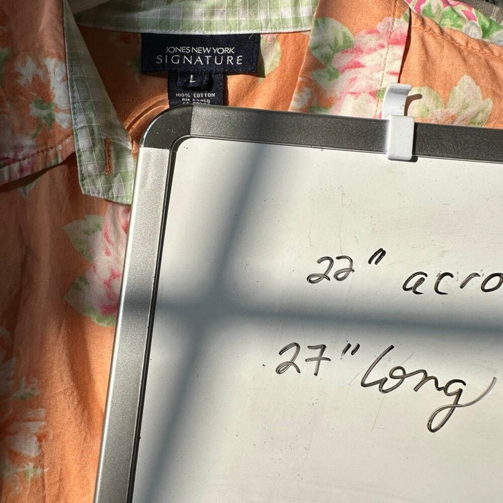 Jones New York Signature Shirt Floral Button Front 3/4 Sleeves Orange Womens L - Picture 10 of 10